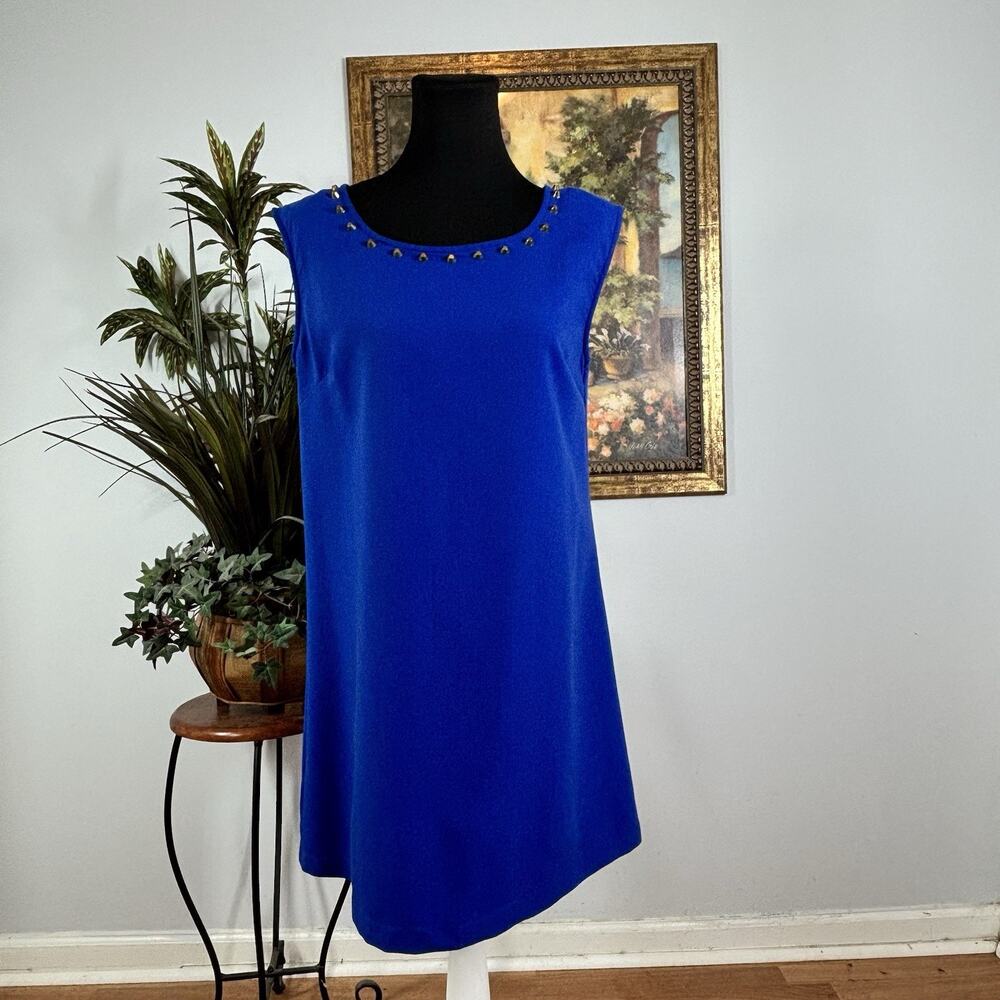 Blu Pepper Dress Womens M Sleeveless Pyramids Studs Royal Blue Open Back Y2K